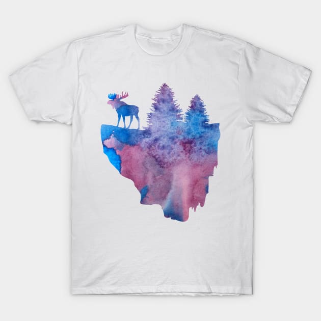 Floating island (moose) T-Shirt by TheJollyMarten